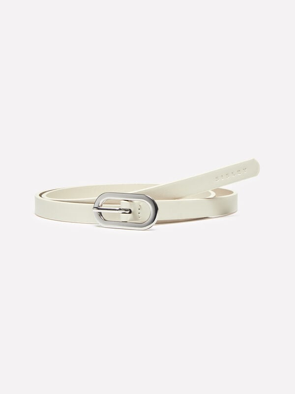Cintura sottile bianco panna - cinture da donna | Sisley