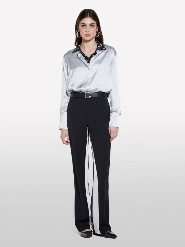 Pantaloni neri con raso - pantaloni flare da donna | Sisley