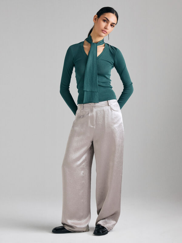 Maglia con sciarpetta - maglie scollo a v da donna | Sisley