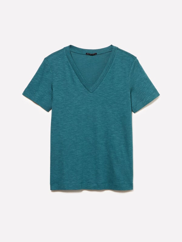 T-shirt scollo a V - t-shirt a manica corta da donna | Sisley