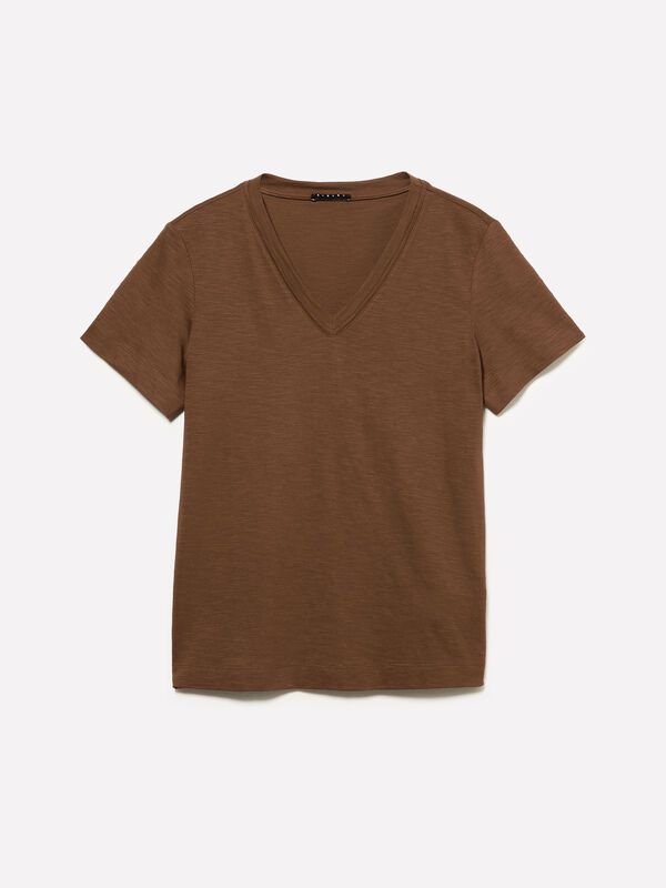 T-shirt scollo a V - t-shirt a manica corta da donna | Sisley