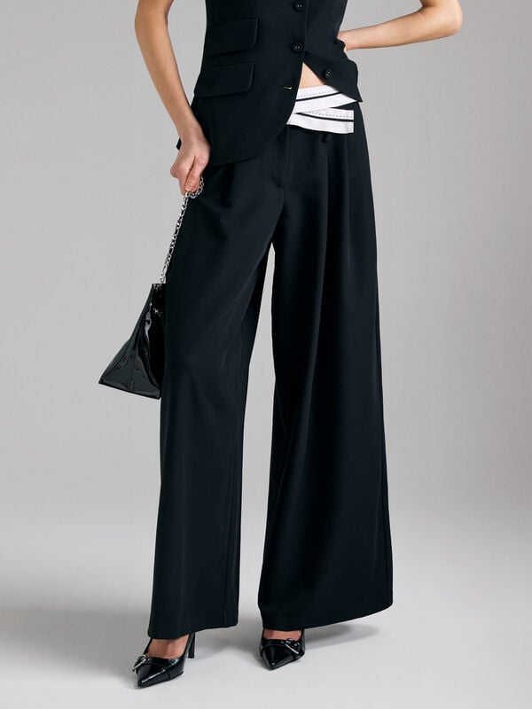 Pantaloni con contrasto - pantaloni palazzo da donna | Sisley