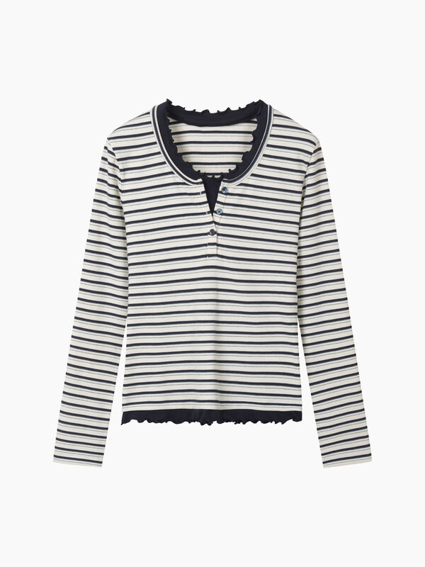 T-shirt rigata a costine - sisley k  t shirt manica lunga | Sisley K